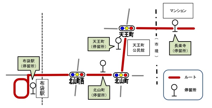 図：「大口町コミュニティバス」の南部ルート図