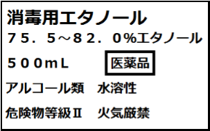 消毒用アルコールの容器に表示する例の画像