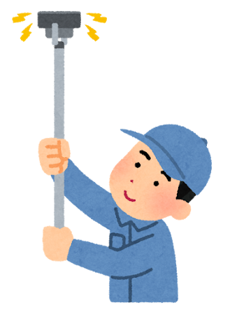 火災警報器の点検をするイラスト